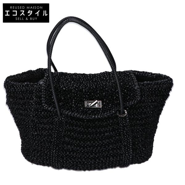 【BIGお買い物ラリー★30%OFFセール中】アンテプリマ ANTEPRIMA ハンドバッグ編み込みレザー ブラック レディース 中古 ANTEPRIMA（アンテプリマ） 美品/ ルケット ラージ ターンロック