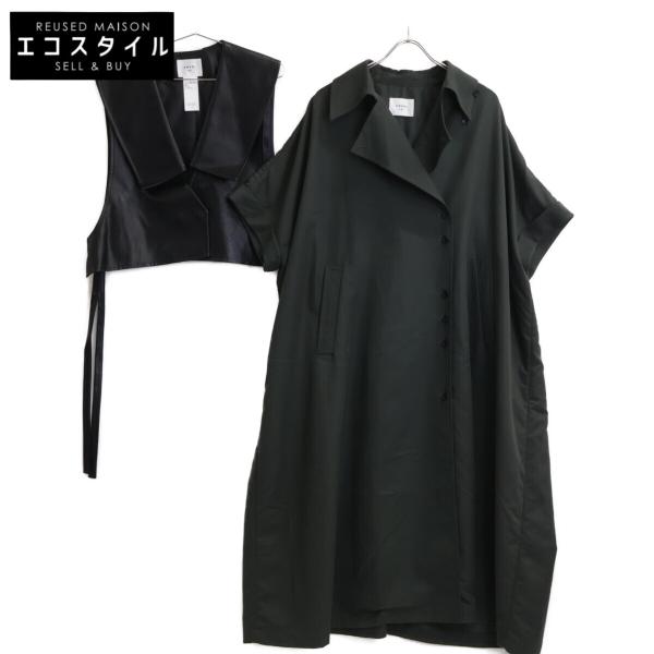 Ameri アメリ 24SS 01410740200 ブラック×グリーン TRENCH MULTI WAY LONG VEST カーキ M コート レディース 中古