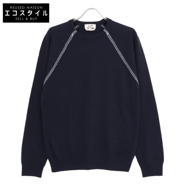 HERMES エルメス ニット カットソー ウール シルク 金ボタン 長袖 HERMES（エルメス） 美品 23AW カシミヤ100％ ニット セーター