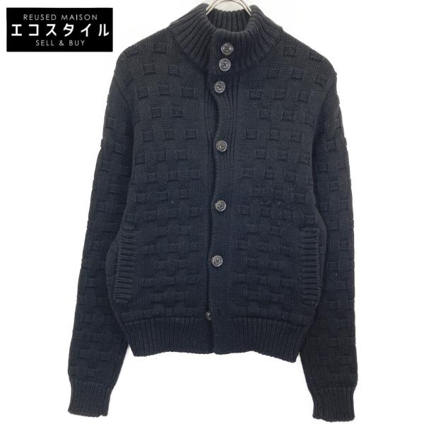 Drumohr ドルモア ブラック ウール100 ニットカーディガン 44 トップス