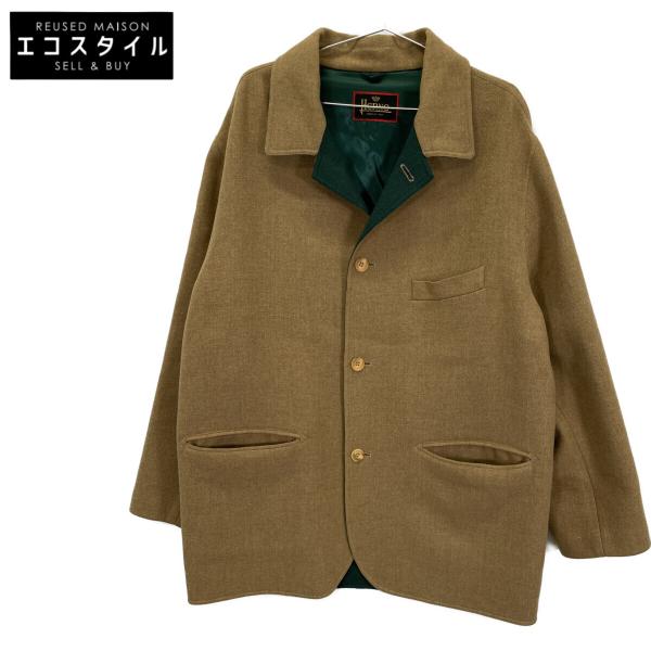HERNO（ヘルノ） ブラウン×グリーン ウール100 ステンカラーコート