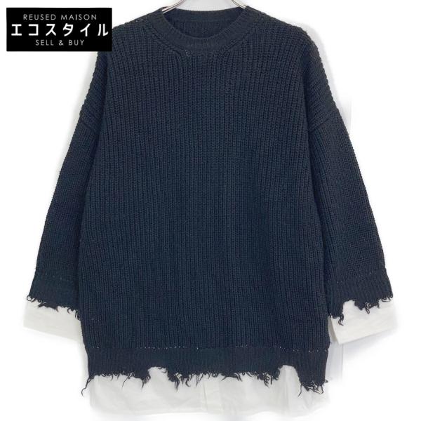 エムエムシックス 23AW S62HL0015 ダメージレイヤードプルオーバーニット XS MM6 エムエムシックス 23AW S62HL0015 ダメージレイヤードプルオーバー