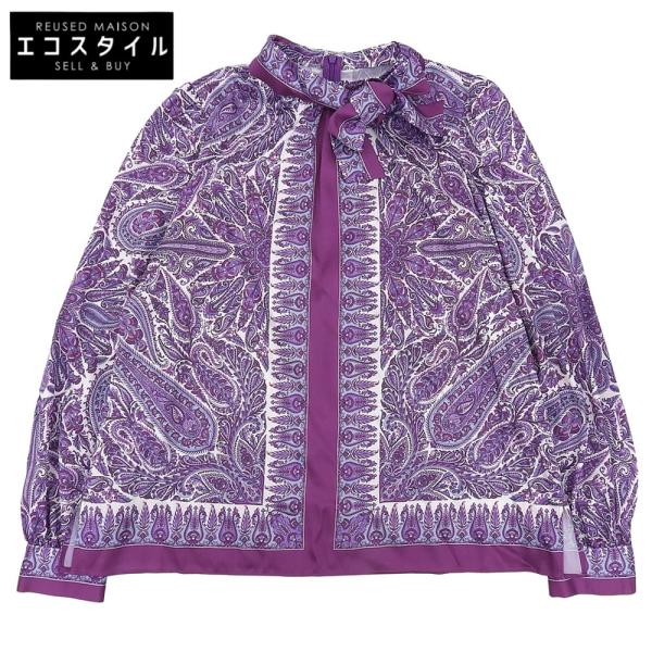 アナイ　ANAYI　バイカラー　ペイズリーパフスリーブ　トップス　ブラウス　刺繍 アナイ ANAYI バイカラー ペイズリーパフスリーブ トップス ブラウス