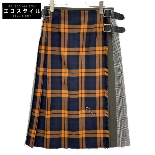 O'Neil of Dublin オレンジ×グレー コンビネーションチェックキルト