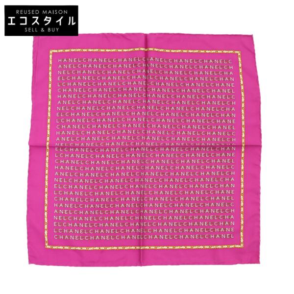 CHANEL（シャネル） 美品 チェーンロゴ 総柄 シルク バンダナ ミニ