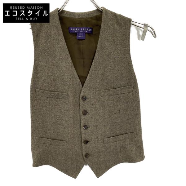 RalphLauren PURPLE LABEL ラルフローレン パープルレーベル VRPCKA1002 ベージュ ウール×カシミヤ シルクライニング チェック柄ベスト/ジレ 4 RalphLauren PURPLE LABEL VRPCKA1002 ベージュ ウール×カシミヤ