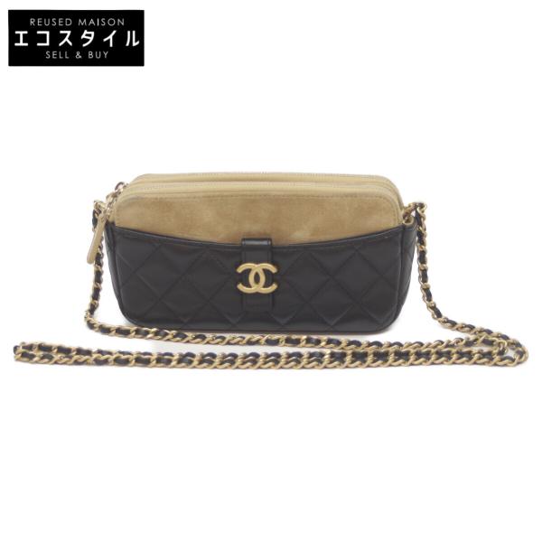 CHANEL（シャネル） AP4743 ブラック×ブラウン スエード×ラムスキン G