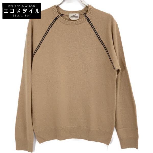 HERMES エルメス 02-5747 ベージュ ヴァージンウール×カシミヤ クルー