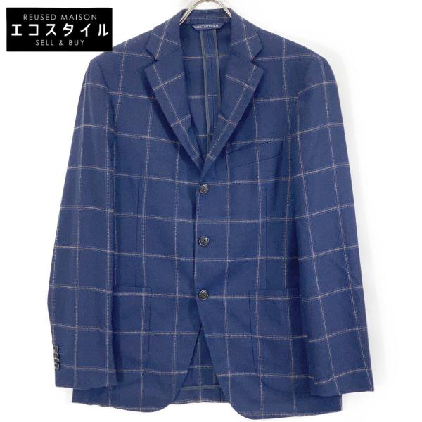 Belvest ベルベスト ネイビー ウール100 チェック柄 テーラード