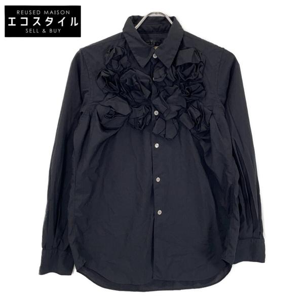 コムデギャルソンコムデギャルソン（コムコム） 25AW RP-B004 ﾌﾞﾗｯｸ ﾌﾘﾙ ﾛﾝｸﾞｽﾘｰﾌﾞｼｬﾂ S COMMEdesGARCONS COMMEdesGARCONS コムコム 25AW RP-B004 ブラック