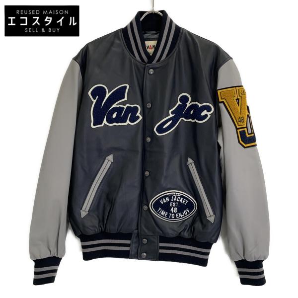 VAN JACKET ヴァンジャケット JK-12905 ブラック×グレー ラムスキン