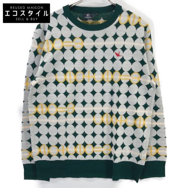 1piu1uguale3 ウノピゥウノウグァーレトレ 【GOLF】GRK067-WOA017 グリーン G.CREWKNIT GOLF BALL 総柄クルーネックニット IV 1piu1uguale3 ウノピゥウノウグァーレトレ GOLF GRK067-WOA017