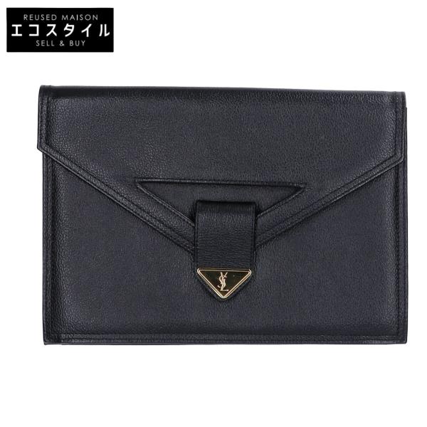 【大人気】イヴサンローラン　クラッチバック　ゴールドプレートロゴ　レザー　希少 Yves Saint-Laurent イヴサンローラン ヴィンテージ ロゴプレート