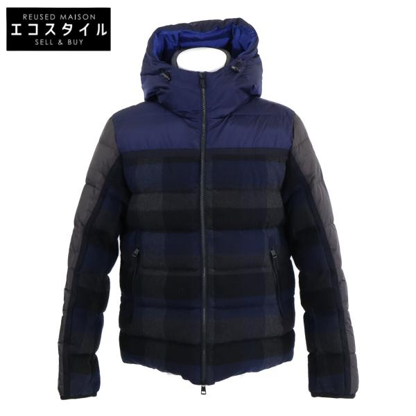 MONCLER モンクレール JULIO チェック ウールｘナイロン切替 フーディダウンジャケット 2 MONCLER（モンクレール） JULIO チェック ウールxナイロン切替