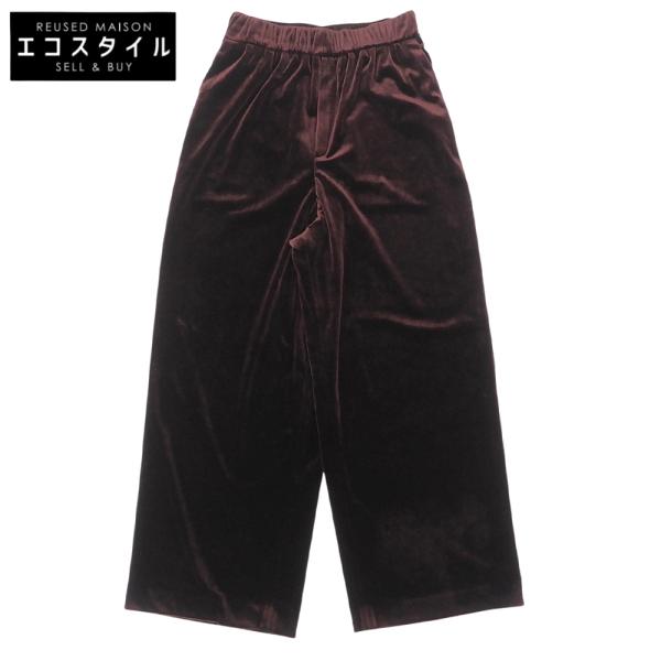 美品 MUSE ミューズ ベルベット イージーワイドパンツ ボトムス レディース ワインレッド 36 25AW 25-030-500-2020