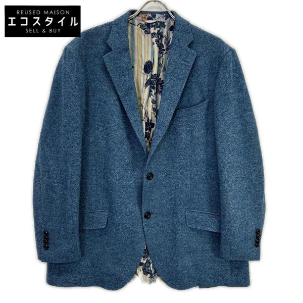 ETRO エトロ 172-1187Q-0109 NEW JERSEY ブルー ウール ボタニカルライニング サイドベンツ2Bテーラードジャケット 60 ETRO（エトロ） 172-1187Q-0109 NEW JERSEY ブルー ウール ボタニカル