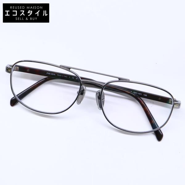 プラダ 【美品】VPRA56 5AV-1O1 ツーブリッジ メタル メガネフレーム 57□17 145 PRADA（プラダ） 美品 VPRA56 5AV-1O1 ツーブリッジ メタル メガネ
