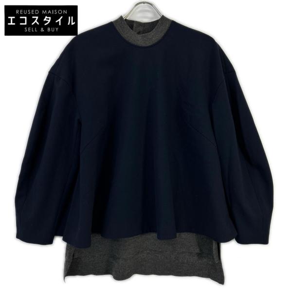 ENFOLD（エンフォルド） 300GA230-1400 ネイビー×グレー KNIT-LAYERED