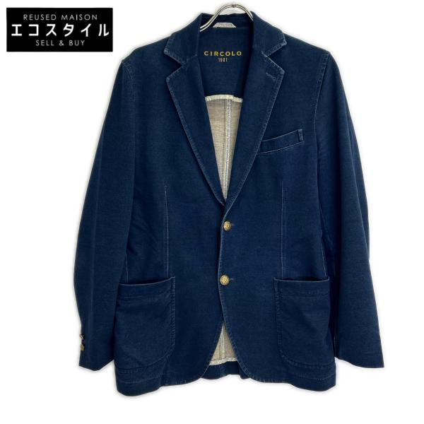 CIRCOLO 1901 コットン ジャージー テーラードジャケット サイズ48 CIRCOLO1901 チルコロ1901 インディゴ コットン混 サイドベンツ メタル