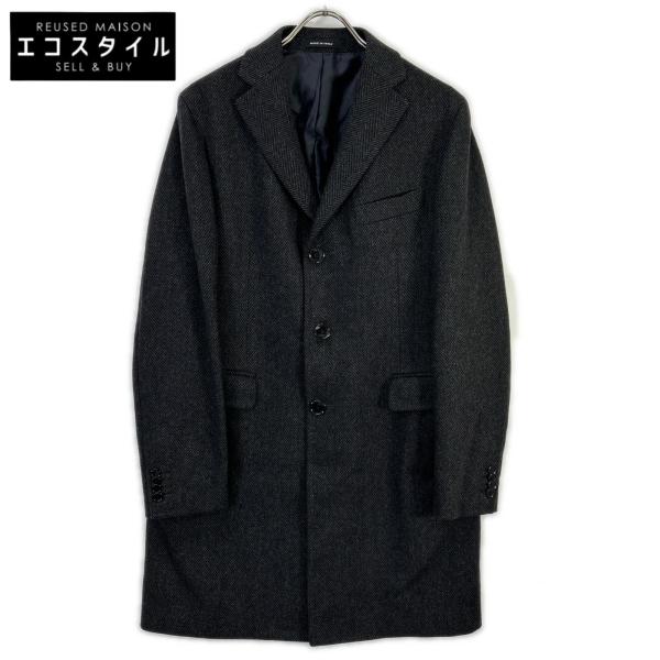TAGLIATORE タリアトーレ CFBM13B チャコール ヘリンボーン ウール100 シングルブレスト チェスターコート 46R TAGLIATORE（タリアトーレ） CFBM13B チャコール ヘリンボーン ウール