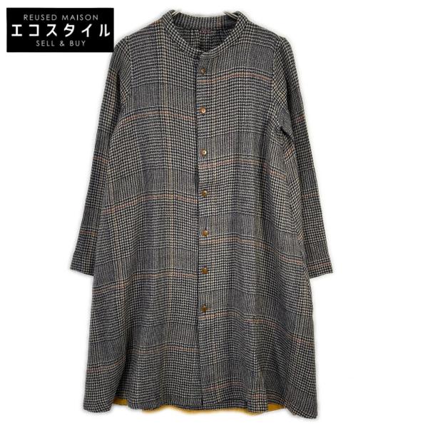 パラスパレス Pal’las Palace ワンピース チェック柄 ノーカラー Pal'las Palace（パラスパレス） グレー系 ハウンドトゥース×チェック