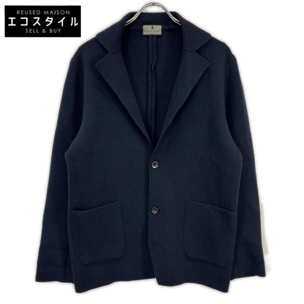 gotairiku 五大陸 ネイビー ミラノリブ ニットジャケット ブラック L トップス ウール メンズ 中古