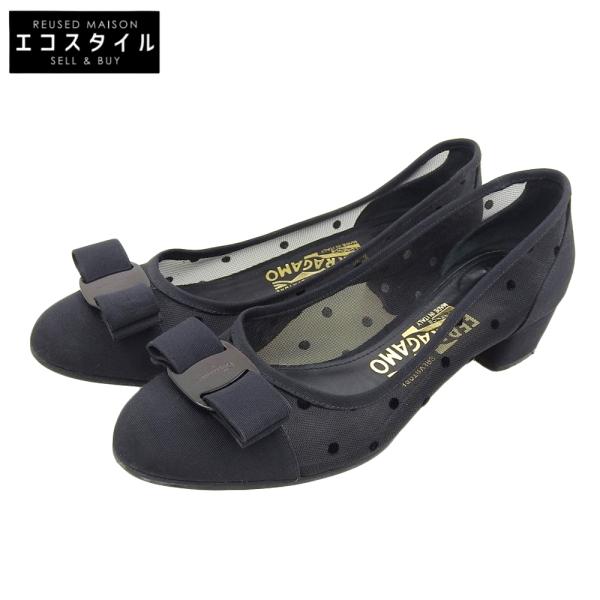 サルヴァトーレ フェラガモ シースルードット パンプス ヴェラリボン 25㎝ Salvatore Ferragamo サルヴァトーレフェラガモ シースルー ドット柄