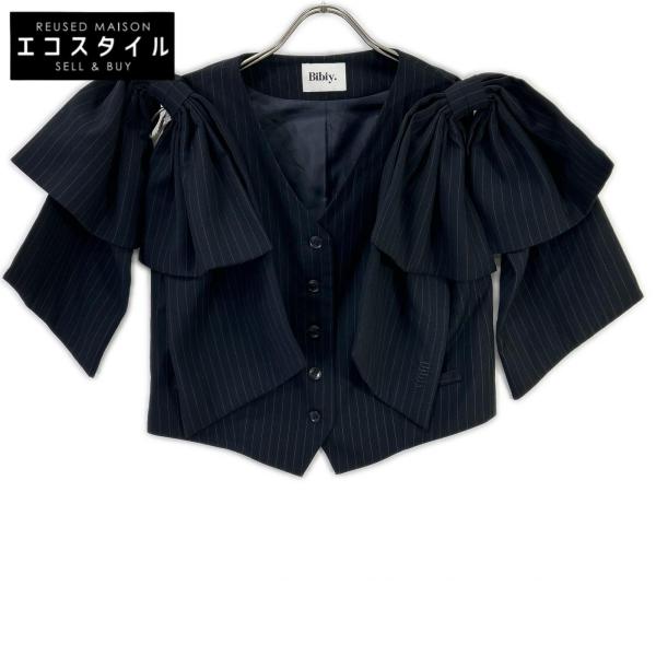 Bibiy DONNA RIBBON VEST ネイビー ショート Bibiy ビビィ ネイビー ピンストライプ BIBIY DONNA RIBBON VEST