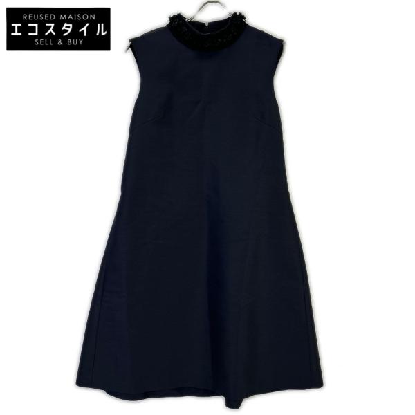 FOXEY（フォクシー） 40733 ネイビー ウール×シルク バックジップ
