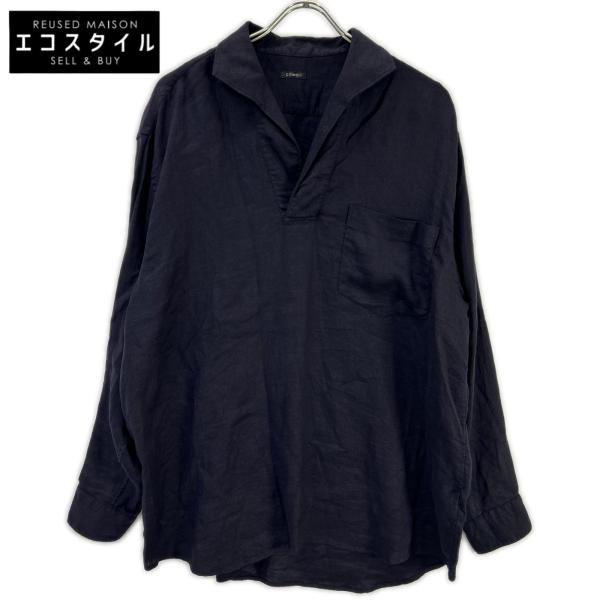 COMOLI コモリ 23SS X01-02023 ネイビー リネン100 リネンツイル スキッパーシャツ 2 COMOLI コモリ 23SS X01-02023 ネイビー リネン100 リネンツイル