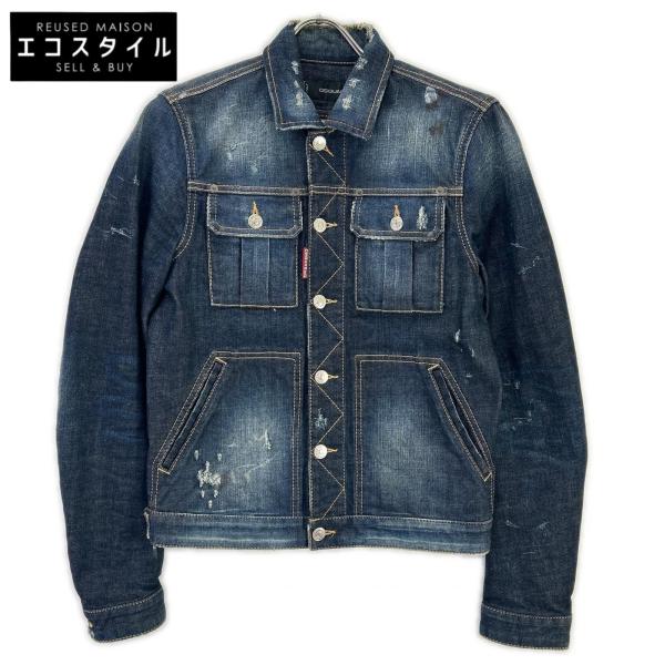 DSQUARED2 デニムジャケット 44 DSQUARED2（ディースクエアード） S71AM0500 インディゴ ダメージ加工