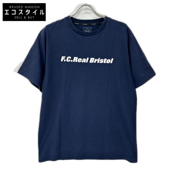 F.C.Real Bristol エフシーリアルブリストル FCRB-210064 ネイビー×ホワイト ロゴプリント ショートスリーブカットソー XL