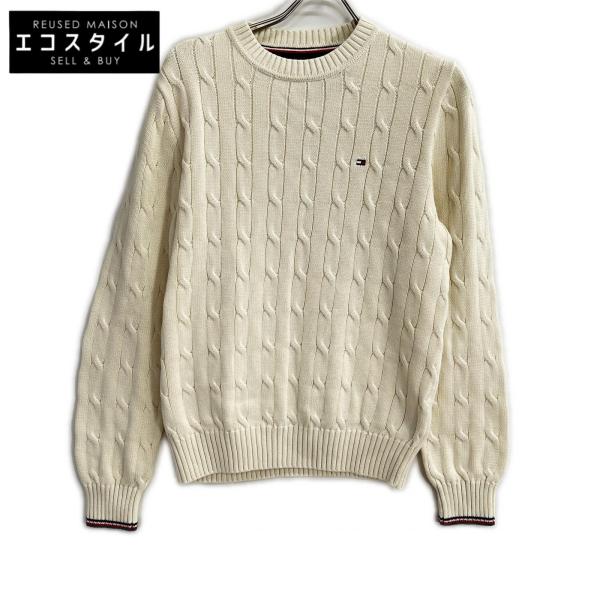 TOMMYHILFIGER トミーヒルフィガー 78J7706 ホワイト コットン ロゴ刺しゅう クルーネックセーター ホワイト M トップス コットン メンズ 中古