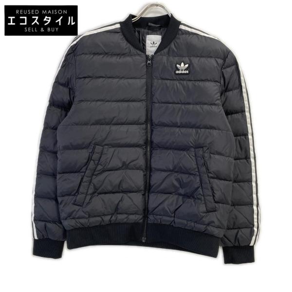 adidas アディダス FL0004 ブラック ナイロン ジップアップブルゾン ダウンジャケット ブラック L ジャケット ナイロン メンズ 中古