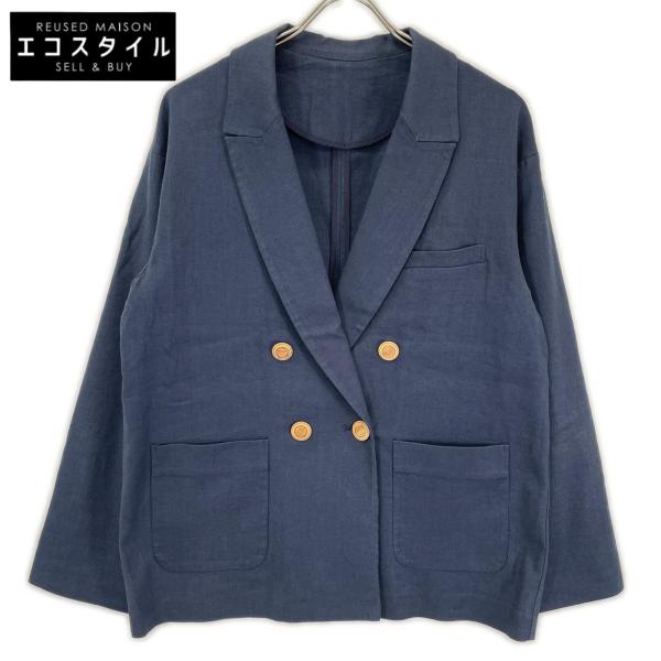 BEARDSLEY ビアズリー BEZ1001307A0001 ブルー リネン ストレッチダブルブレストテーラードジャケット ブルー F ジャケット リネン レディース 中古