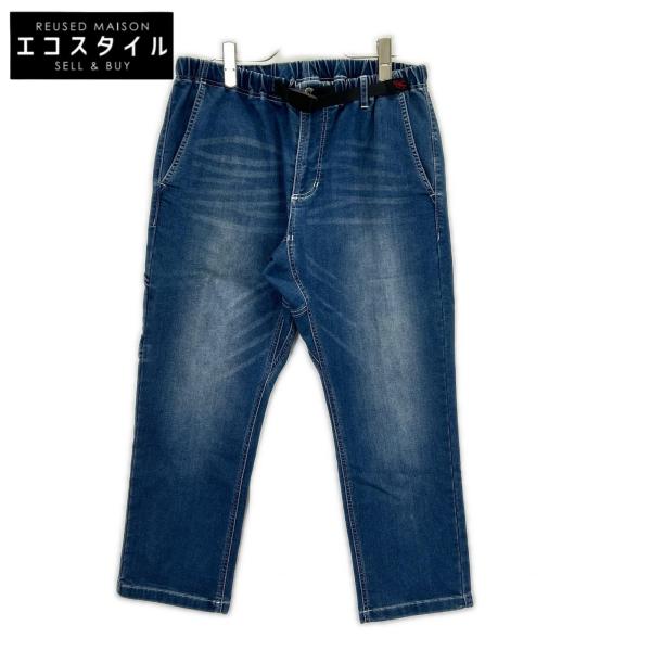 Gramicci グラミチ ブルー コットン ウエストゴム ジップフライ ベルト デニム パンツ インディゴ M ボトムス デニム メンズ 中古