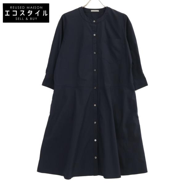 theory luxe セオリーリュクス 24SS ネイビー コットン Tech Poplin ボタン シャツワンピース ネイビー 38 ワンピース コットン レディース 中古
