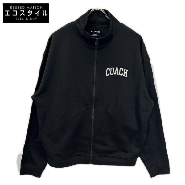 COACH コーチ CY554 ブラック コットン フルジップ トラックジャケット ブラック L ジャケット コットン メンズ 中古