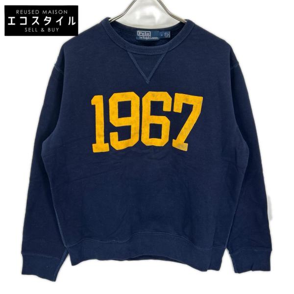 POLObyRalphLauren ポロラルフローレン ネイビー×イエロー Vガゼット クルーネック スウェット ネイビー M トップス コットン メンズ 中古