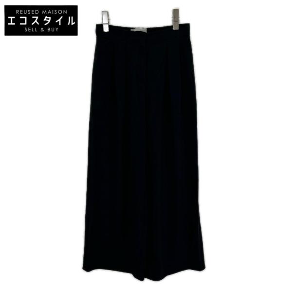 theory luxe セオリーリュクス 26SS 03-6106440 ブラック トリアセテート ゴムウエスト ワイドパンツ ブラック S34 ボトムス レディース 中古