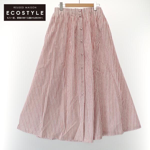 新品　ロージーアスリーヌ　 ストライプ フロントボタン ロング スカート 2 新品同様/ Rosie Assoulin ロージーアスリン ストライプ