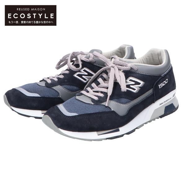 美品 NEW BALANCE ニューバランス M1500PNV MADE IN USA スエード/メッシュ スニーカー シューズ US7 1/2D ネイビー メンズ