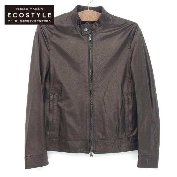 EMMETI ダークブラウン シングルライダースジャケット エンメティ ライダース メンズ カーフスキン スエードレザー