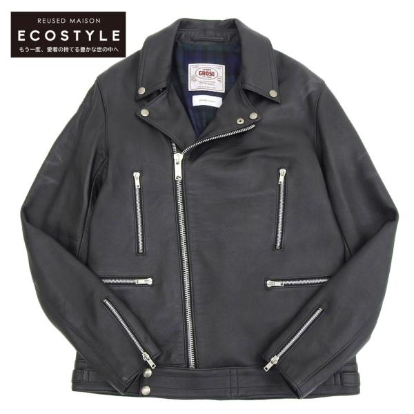 極美品 アダムエロペ ラムレザー ダブルライダースジャケット 定価4万円 wine-king_7777100000095338