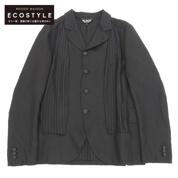 COMME des GARCONS HOMME 黒 切り替えテーラードジャケット 美品 BLACK COMME des GARCONS ブラックコムデギャルソン ストライプ