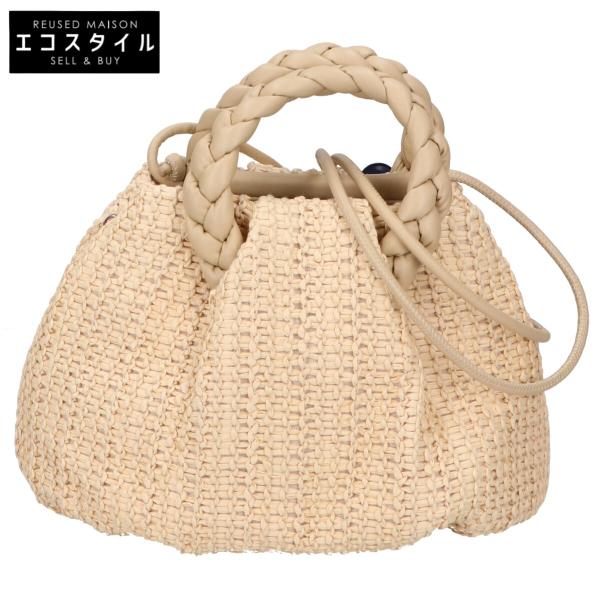 美品 HEREU ヘリュー BOMMRWBS24 BOMBON M RAFFIA ラフィアxレザー