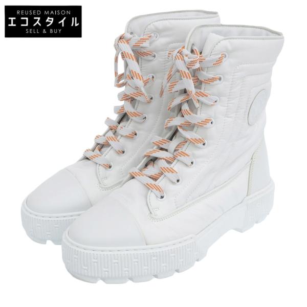 美品 HERMES エルメス ナイロン ハイカット フレッシュ ブーツ