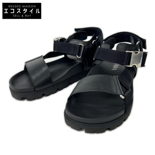 ✨極美品✨ PRADA サンダル メンズ レザー×ナイロン モード 厚底　正規品 PRADA（プラダ） 美品/ 2X3055 レザーxナイロン バックルストラップ
