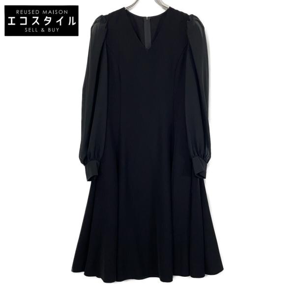 FOXEY シースルー袖 黒 トップス　38 FOXEY（フォクシー） プリーツ ワンピース ロング ノースリーブ