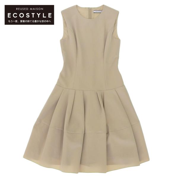 美品✨フォクシー マットストレッチグログランドレス タックフリル ベージュ38 美品✨フォクシー マットストレッチグログランドレス タックフリル